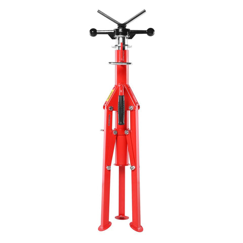 VEVOR V-Head pipe stand, red carbon steel, 28–52 in height, folding tripod legs, 2500 lb capacity