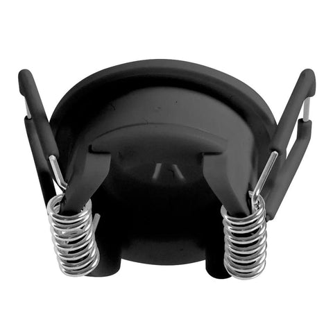 Pair of black plastic mini spring-lock cable pass-through ports, 1.5 in outer diameter, 1 in inner diameter.