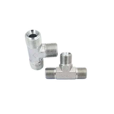 Heavy Duty Hydraulic Transition Fittings British Thread Sizes Internal Cone Tee Joint High Pressure C Type Pipe Connector For Industrial Use Or DIY Projects Runs Smooth As Butter Saves Money And Time Perfect For Professional Work. tee fittings, silver metal