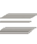 Front view of 18 stainless steel solid round lathe bars, assorted diameters 2.5–8 mm, 100 mm length