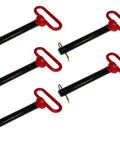 Red Handle 7/8 Inch Forged Hitch Pins, 6-1/2 Inch Usable Length, 5 Pack, tensile steel, double heat treated, black pin finish