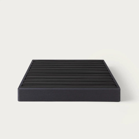 Queen Mattress Foundation Box Spring Alternative With No Sweat Assembly And 7 Inch Height, stone grey with slats, durable support.