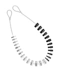 Nut And Bolt Thread Checker With 26 Male And Female Gauges 14 Inch And 12 Metric Quickly Check Inch Or Metric Nuts And Bolts And Verify Size For Mechanics And DIY Enthusiasts. Shown are black and silver gauges on a wire with labeled sizes.