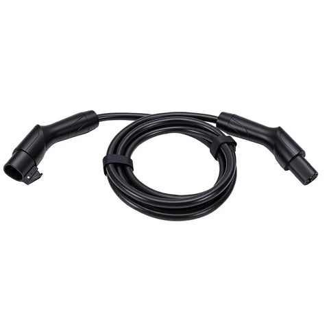 Heavy Duty 50A EV Charger Extension Cord 16.4 Foot Level 1 Portable Charging Cable with black connectors and flexible design.