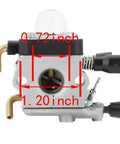Carburetor Replacement For Zama C1Q Series On Popular Weed Eaters And Trimmers; dimensions labeled 0.72 and 1.20 inches
