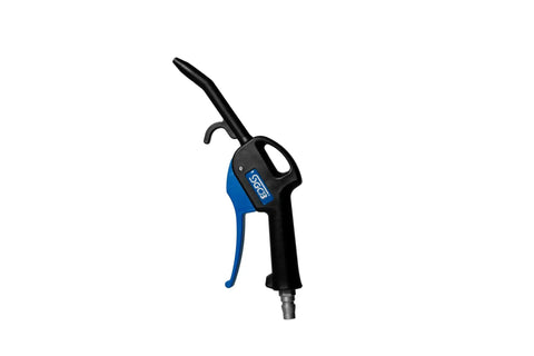 Angled Quiet Blow Gun with one quarter inch NPT, twelve inch long reach, scratch free ABS nozzle for engine bay and interior cleaning