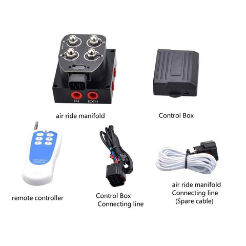 Universal Air Ride Suspension Solenoid Valve 1/4 NPT 12V With Control Box And Remote, manifold, cables, controller