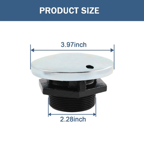 Vent Cap For Diesel Transfer Tanks With Threaded Neck And 2 Inch Base Built Tough Vented Gas Cap For Diesel Storage And Fuel Transfer Heavy Duty Tank Cap For Venting Pressure And Safe Fuel Handling showing dimensions