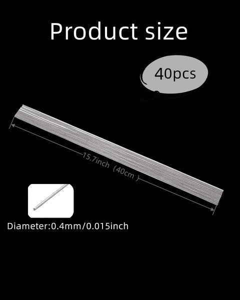 Stainless steel spring wire, 40 pcs, 15.7in long, 0.4mm diameter for DIY crafts and jewelry