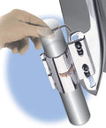 Close-up of CT Series Hardware Clamp Kit for Suzuki M50 2005 to 2009 and VZ800 1997 to 2004 on chrome motorcycle pipe