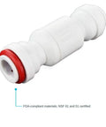 3/8 Inch Imperial Push On Check Valve Plastic Plumbing Fitting Blocks Backflow Cold For Reverse Osmosis Ice Makers And Hydroponics, white material.
