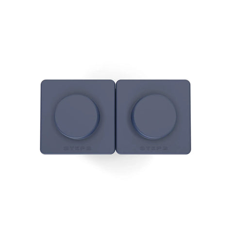 Contemporary Builders Stackable Storage Cubes Set For Kids, shown from top view, blue modular organizer with open front.