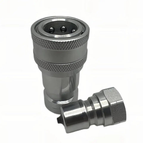 3/8 Inch NPT ISO 7241-B Hydraulic Quick Connect Coupler Set With Dust Caps And Quick Release Disconnect, Heavy Equipment Replacement Kit