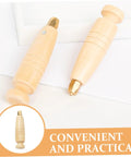 Heavy Duty Two Piece Leather Awl Handle Replacement Set For Handmade Crafts Featuring An Ergonomic Grip, khaki wood grips.
