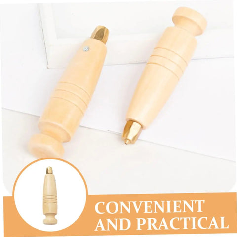 Heavy Duty Two Piece Leather Awl Handle Replacement Set For Handmade Crafts Featuring An Ergonomic Grip, khaki wood grips.