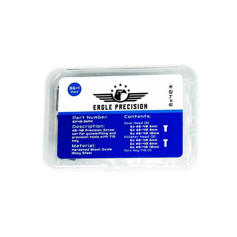 Top Shelf Eight Forty Screw Bundle Packing Thirty Six Units In Six Eight And Ten Millimeter Sizes Featuring Oval And Filister Head Styles With A Companion Torx Driver For Rock Solid Precision Work Easy Hobby Upgrades And Zero Sweat Mounting Sessions in a transparent case.