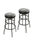 2 Pack Swivel Mechanic Shop Stools With Foot Ring 30.5 Inch High 14 Inch Wide Steel Frame Thick Foam Seat Pad Matte Black