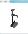 Tough As Nails Under Desk CPU Bracket in black, showcasing adjustable height, sturdy steel design for desktops.