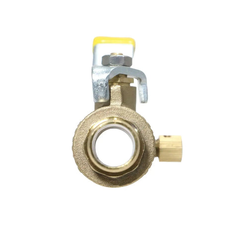 Front view of Barb Crimp Pex 3/4 Inch Ball Valve With Drain, 4 Pack for residential and commercial plumbing, secure connections.