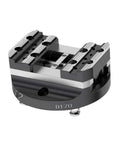 Heavy Duty Self Centering Bench Vise With Five Axis Rotation Dual Purpose High Jaws For Pipe Gripping, showing sturdy jaws and rugged design.
