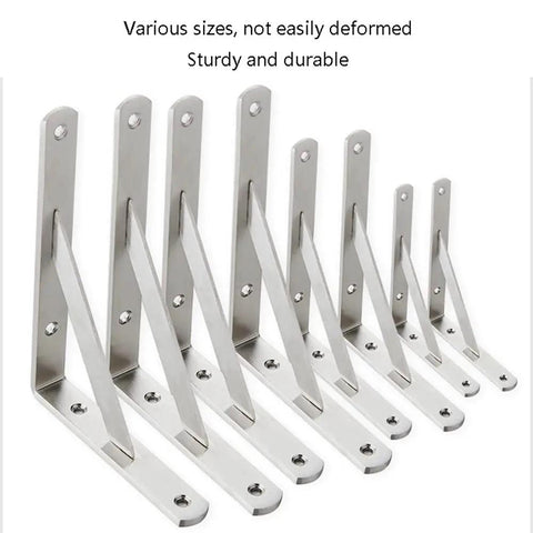 Top Notch Stainless Steel Corner Shelf Brackets, Heavy Duty Wall Mount Supports, various sizes for sturdy home setups.