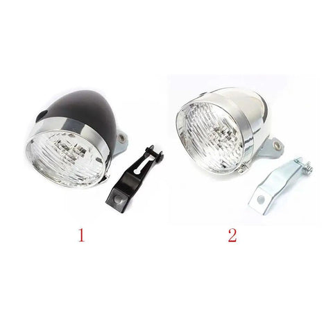 Old School 3 LED Bicycle Front Light With Bracket, Waterproof Vintage Headlamp For Night Riding, two color options