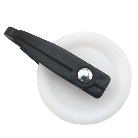 4 Pack 2-1/2 Inch Nylon Clothesline Pulleys For Outdoor Use Built To Last Heavy Duty Plastic Kit For Hanging Heavy Objects, Smooth Spin, Wear-Resistant, Long-Lasting Outdoor Rope Support. Black nylon pulley with white wheel, 2.5 inch