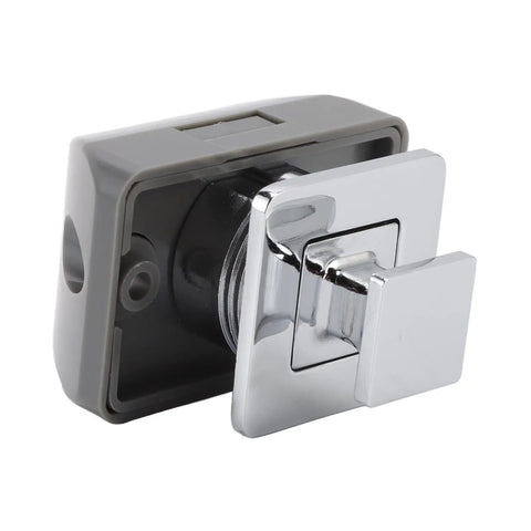 Push Button Cabinet Latch With Locking Knob For RV And Boat Easy Press To Lock And Release Zinc Alloy And ABS Chrome Handle
