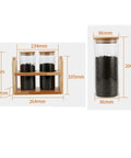 Solid Glass Coffee Containers With Shelf And Hella Secure Lids, Versatile Kitchen Food Storage Jars For Beans Sugar And Tea, 2 Pack displayed with dimensions.