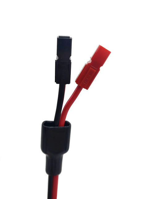 Heavy Duty 14 Gauge Power Extension Cable With Anderson Powerpole To Cigarette Lighter Plug showing black and red connectors.