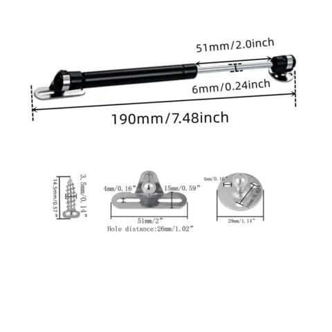 6 Inch Gas Struts for Cabinets 50N 11lb Lift Supports Shocks Black 4 Piece Set with Screws and Mounting Hardware