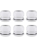 PG42 Cable Gland 32mm To 38mm Wire Hole Waterproof Nylon Joint With Adjustable Locknut And Washer White Pack Of 6