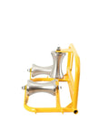 Heavy-Duty Steel Cable Puller Sheave For Large Scale High V And Construction Projects with yellow frame and steel pulleys.