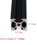 Eight Pack 100mm V Slot Aluminum Extrusion Profiles 2020 Series European Standard Anodized Linear Rail cross-section view