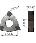 Detailed view of WNMG080404 CBN-6 insert in 5/8 Inch CNC Lathe Tool Holder Bit Set, highlighting dimensions and corner radius.