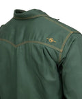 Back view of Grind-Ready Lightweight Western Style Welding Shirt With Triple-Stitched Durability, Relaxed Fit, Army Green, XL.