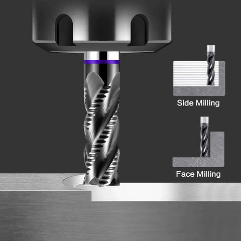 VIERDWIN carbide roughing end mill, 1/2 in, 4-flute, square-nose milling cutter.