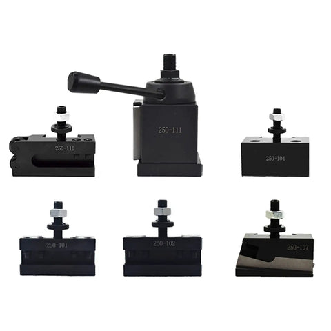 Wedge Type Quick Change Tool Post Set For Mini Lathe And 12 Inch Swing CNC Lathe Tool Holder, six-piece beefy steel precision set