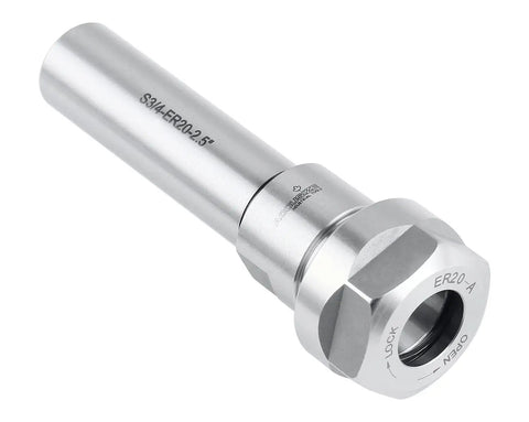 ER20 Collet Chuck Extension Rod For Milling And Drilling With Three Quarter Inch Straight Shank, 3.93 Inch Overall Length