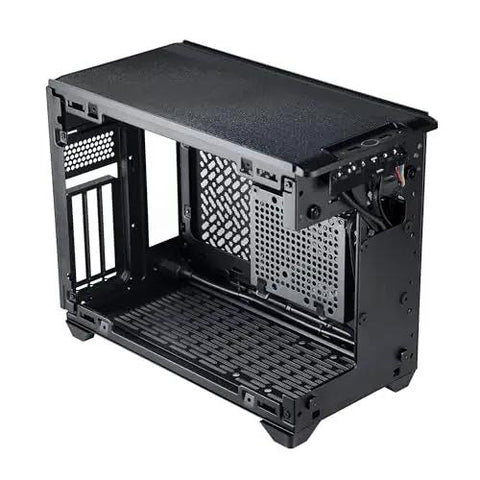 NR200P V3 Mini ITX Case Dope Compact Build With Top Mount 280mm Radiator, Vertical GPU Mount, and Mesh Side Panel shown