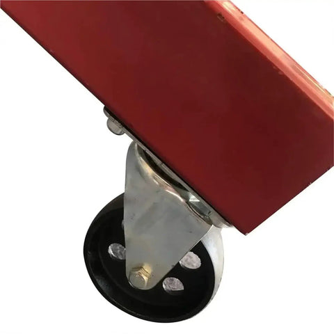 Close-up of the wheel of Heavy Duty 2 Ton Hydraulic Engine Hoist And 4000 Lbs Folding Cherry Picker for easy movement.