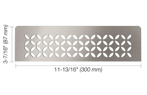 Rectangular Shower Shelf for Kerdi Board Niches 4mm Thick Stainless Steel Brushed Finish Floral Design Easy Tile Ready Install