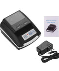 Mini UV Counterfeit Money Detector For USD Euro GBP with LED screen, charger, and user manual