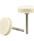 Sleek Wool Felt Polishing Wheels And Buffing Pads With Mandrel For Rotary Tools 5 Piece Set showing a close-up of wool felt pads.