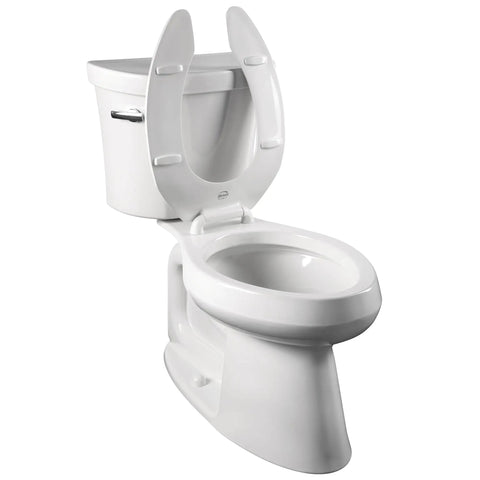 Two Pack Commercial Open Front Plastic Toilet Seat With Heavy Duty Industrial Design Elongated White Seats Secure StayTite