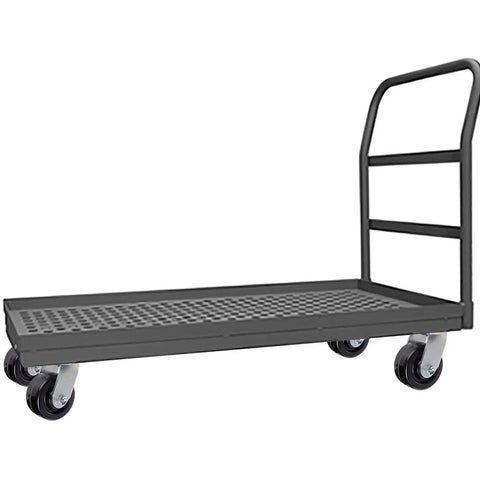Pro Level Industrial Phenolic Caster Wheels Built To Handle The Daily Shop Grind Featuring 4 Inch Diameter Treads on a sturdy black cart.