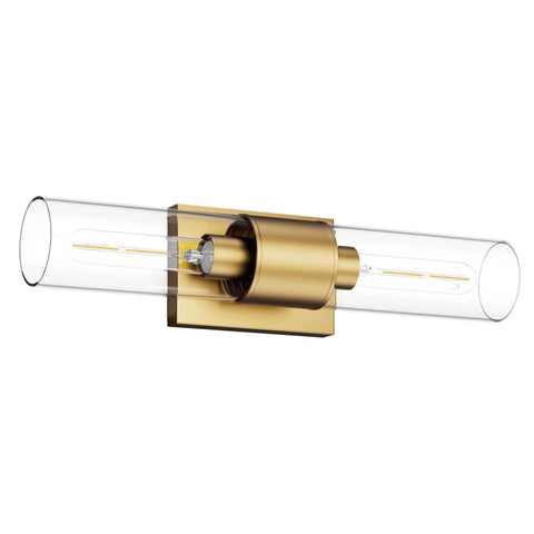 Stylish Modern 2 Light Vanity Light Fixture In Matte Gold With Clear Glass Up And Down Wall Sconces For Bathroom Bedroom Hallway And Kitchen Bulbs Not Included