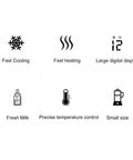 Keep Your Daily Drip Just Right With Smart Temp Control Dual Action Car Cup Warmer Cooler; icons for cooling, heating, display.