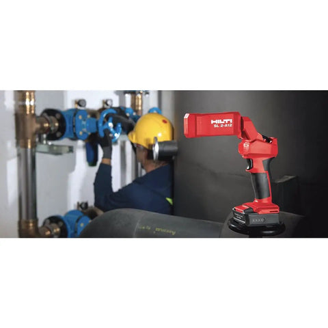 Cordless LED Flexible Head Work Light With 500 Lumens Portable Compact Lamp used by technician in workshop setup