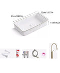 USZWBY Vessel Sinks Nordic Light Luxury Modern Above-Ground Basin Household Wash Single Bathroom Balcony Ceramic Bathroom Bowl Sink top view with dimensions.